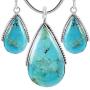 Matching Turquoise Set (Pendant, Earrings, Snake Chain) in solid 925 Sterling Silver
