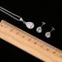 BaubleStar Silver Teardrop Crystal Pendant Necklace Stud Earrings Wedding Jewelry Set