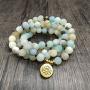 Self-Discovery 108 Natural Beads Japa Mala Yoga Wrap Bracelet Necklace with Lotus Seed Charm for Prayer