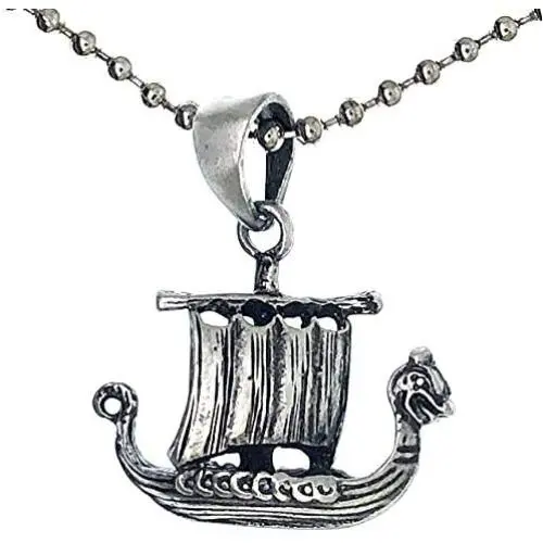 Jewelry Viking Dragonship Boat Ship Dragon Amulet Charm Silver pewter pendant necklace w Silver Ball Chain Jewelry Viking Dragonship Boat Ship Dragon Amulet Charm Silver pewter pendant necklace w Silver Ball Chain