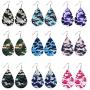 10 Pairs Camo Leather Drop Earrings Set Dainty Colorful Double Print Earrings Camouflage Teardrop Earrings for Women Girls Jewelry