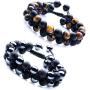 WRCXSTONE Natural Stone Bracelet Mens Black Lava Rock Bracelet Tiger Eye Gemstone Bracelet Yoga Essential Oil Bracelet Charm Gift
