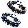 WRCXSTONE Natural Stone Bracelet Mens Black Lava Rock Bracelet Tiger Eye Gemstone Bracelet Yoga Essential Oil Bracelet Charm Gift