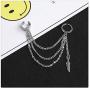 Vintage Tassel Ear Cuff Crawler Climber Earring for Women Girls Men Stainless Steel Cartilage Small Hoop Wrap Vine Clip on Feather Leaf Multi Layered Chain Drop Fashion Jewelry One Piece