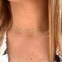 CHESKY 14K Gold Layered Satellite Heart Choker Necklaces Oval Chain Choker Necklace Star Choker Chain Crystal Glass Beads Paperclip Link Necklace for Women Girls