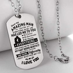 FAYERXL Hand Stamped Dog Tag-You are Braver Than You Believe-Pendant Necklace Inspirational Gifts for Son Daughter…