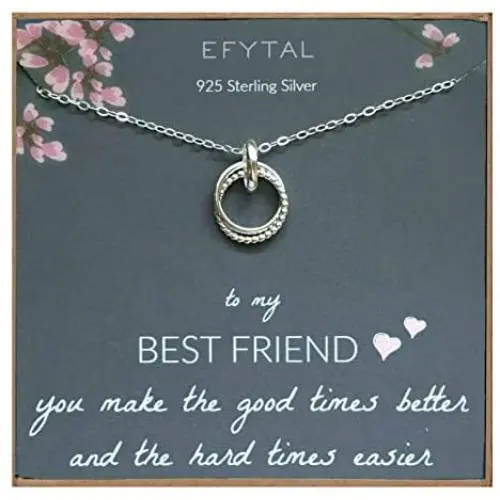 EFYTAL Best Friend Gifts, Sterling Silver Studded Ring Interlocking Infinity Circles Necklace, Friendship Necklaces, Jewelry Gift for BFF EFYTAL Best Friend Gifts, Sterling Silver Studded Ring Interlocking Infinity Circles Necklace, Friendship Necklaces, Jewelry Gift for BFF