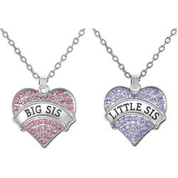 Girls, Teens, Women Gifts for Big Sis & Lil Sis Heart Necklace Set for 2, Sister Necklaces, Big & Little Sisters Jewelry Gifts