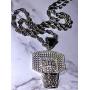 Shop-iGold Men Women 925 Italy Iced Silver Iced Basket Ball Charm Ice Out Pendant Stainless Steel Real 2 mm Rope Chain Necklace, Mens Jewelry, Iced Pendant, Rope Necklace