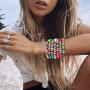 Beach Bracelet Set for Women - Stack Rainbow Friendship Bracelets Clay Heishi Beads Surfer Bracelets Stretch Handmade Elastic Srting Bracelets Bulk Boho Summer Jewelry for Men Girls