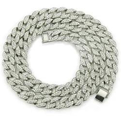Nanafast Cuban Chain Necklace Hip Hop Iced Out Rhinestone Choker Necklace for Men Women Fashion Hip Hop Jewelry 16-30 Inch