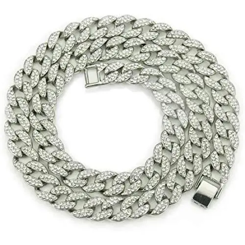 Nanafast Cuban Chain Necklace Hip Hop Iced Out Rhinestone Choker Necklace for Men Women Fashion Hip Hop Jewelry 16-30 Inch Nanafast Cuban Chain Necklace Hip Hop Iced Out Rhinestone Choker Necklace for Men Women Fashion Hip Hop Jewelry 16-30 Inch