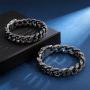 Qiaonitu Vintage Flower Pattern & Skull Head Stainless Steel Chain Bracelet for Men Women Hiphop Punk Biker Curb Cuban Bracelets Jewelry