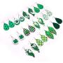 St.Patrick’s Day Faux Leather Earrings Bulk Green Teardrop Earring Lightweight Glitter Hat Drop Earring Layered Leaf Dangle Earring Jewelry Gifts for Women Girls