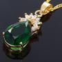 RIZILIA Pendant with 18'' Chain & Pear Cut CZ [5 Colors Available] in Yellow Gold Plated, Simple Modern Elegant