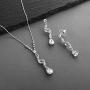 Mariell Graceful CZ and Crystal Necklace Earrings Set with Teardrops for Bridesmaids, Weddings & Prom
