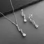 Mariell Graceful CZ and Crystal Necklace Earrings Set with Teardrops for Bridesmaids, Weddings & Prom