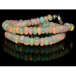 18+ Carat Natural Gemstone Ethiopian Opal Rondelle Plain Beads 7 Inch Bracelet