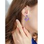 D.Rosse Chic Gold Red Crystal Love Heart Shaped Stud Earrings Charm Shining Purple Rhinestone Leaf Dangle Drop Earrings Valentines Day Jewelry Gifts For Women Girls