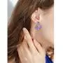 D.Rosse Chic Gold Red Crystal Love Heart Shaped Stud Earrings Charm Shining Purple Rhinestone Leaf Dangle Drop Earrings Valentines Day Jewelry Gifts For Women Girls