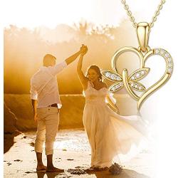 MOTIEL Heart Necklace 14K Gold Dragonfly Pendant Necklace Dragonfly Jewelry Gift with 5A Cubic Zirconia for Women Teen Girls Birthday