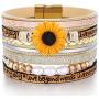 DESIMTION Sunflower Gifts for Teen Girls Tree of Life Jewelry Inspirational Leather Wrap Friendship Bracelets Gifts for Bestfriend Women