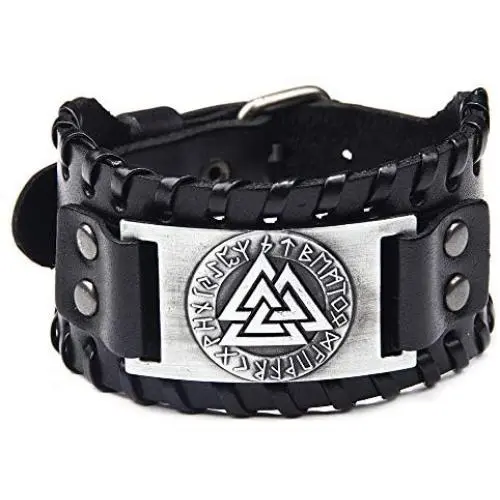 TURTLEDOVE Viking Bracelet Norse Valknut - Nordic Bracelet with Medieval Futhark Rune - Celtic Pagan Jewelry of Amulet TURTLEDOVE Viking Bracelet Norse Valknut - Nordic Bracelet with Medieval Futhark Rune - Celtic Pagan Jewelry of Amulet