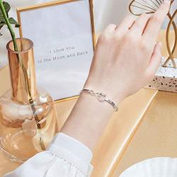 925 Sterling Silver Heart Infinity Bracelet for Women Engraved''I Love You To The Moon And Back'' Adjustable Bracelets for Daughter girlfriend Wife Valentines Day Gifts