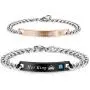 LOLIAS 2 Pcs His & Her Couples Bracelets for Men Women Gift for Lover His Queen Her King Stainless Steel Bracelet Chain Jewelry Matching Set Anniversary Promise