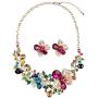Hamer Wedding Jewelry Sets for Brides Multi-Color Crystal Flowers Choker Gothic Necklace and Earrings Sets Costume Jewelry for Women