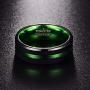 NUNCAD 8mm Black Tungsten Rings for Men Women Red/Green Groove Wedding Bands Beveled Edges Comfort Fit Size 6-16