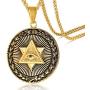 MEALGUET Gold Plated Stainless Steel The All-Seeing-Eye Illuminati Eye of Providence Pyramid Pendant Necklace with 24'' Chain
