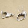 RechicGu Shark Hinged Moveable Tooth Jaws Skull Hell Demon Mouth Dangle Earrings Fancy Dress