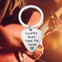 HOLLP John Denver Inspired Jewelry Country Road Take Me Home Guitar Pick Keychain Gift for Guitar Lovers
