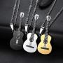 MONALLY Guitar Necklace for Men Women Hip Hop Music Style Stainless Steel Guitar Pendant Jewelry Gifts