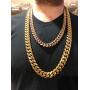 Mens Miami Cuban Link Chain 14k 18k Yellow Gold White Or Rose Gold Plated Stainless Steel 8-18mm Thick