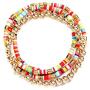 Multiple Colorful Soft Polymer Clay Bracelet African Vinyl Disc Beaded Strand Bracelet for Women Girls Surfer Boho Beaded Bracelet Bohemian Metal Ball Beads Stretch Bracelet Jewelry