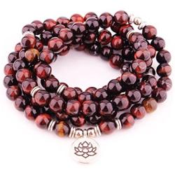 GVUSMIL 108 Mala Beads Tiger Eye Stone Bracelet Necklace for Sport Yoga Charm Gemstone Jewelry for Women Men…
