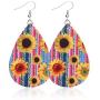 9 Pairs Sunflower Flower Fall Faux Leather Teardrop Dangle Earrings Lightweight Earrings for Women Girls Gift Leaf Drop Earrings Set Autumn Jewelry