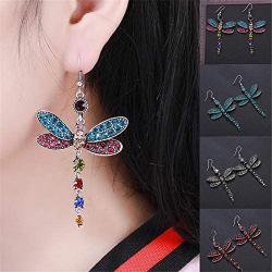 Womens Dragonfly Earrings Shining Zirconia Bird Wing Dangle Drop Earrings for Women Girls Fashion