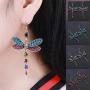 Womens Dragonfly Earrings Shining Zirconia Bird Wing Dangle Drop Earrings for Women Girls Fashion