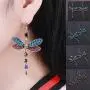 Womens Dragonfly Earrings Shining Zirconia Bird Wing Dangle Drop Earrings for Women Girls Fashion