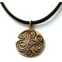 LynnAround Bronze Engraved Celtic Knot Triskelion Necklace Pendant Charm Vintage Thailand Made Jewelry