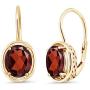 Gem Stone King Red Garnet 18K Yellow Gold Plated Silver Dangle Earrings, 3.60 Cttw Oval 9X7MM