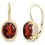 Gem Stone King Red Garnet 18K Yellow Gold Plated Silver Dangle Earrings, 3.60 Cttw Oval 9X7MM