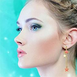 Gmillions Fashion 8 Pairs Moon and Star Earth Planet Drop Asymmetric Earrings Long Pendant Dangle Jewelry for Woman Girls