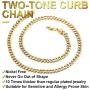 ChainsHouse Cuban Chain Necklace for Men Women Two-Tone Jewelry 6mm-10mm Wide 18K Gold Plated Curb Link Chain (18'',20'',22'',24'',26'',28'',30''), Send Gift Box