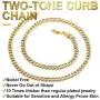 ChainsHouse Cuban Chain Necklace for Men Women Two-Tone Jewelry 6mm-10mm Wide 18K Gold Plated Curb Link Chain (18'',20'',22'',24'',26'',28'',30''), Send Gift Box