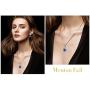 Menton Ezil Charming Nobile Swarovski Jewelry Sets with Sapphire Blue Necklace 18K White Gold Bracelet Earrings for Women