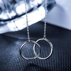 Soul Sisters Necklace, Graduation Gifts for Sister - Sterling Silver Two-Circle Pendant Necklace Engraved''Soul Sister''
